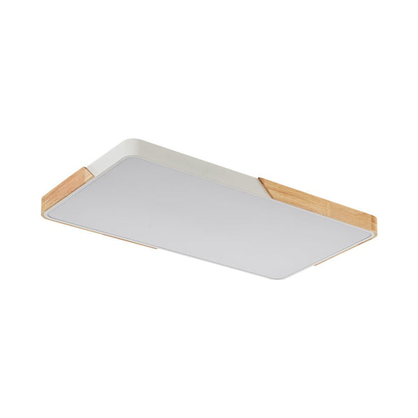 Chandelierias - Nordic - style Wood Trim Dimmable Rectangular Led Flush Mount - Flush Mount - White - 