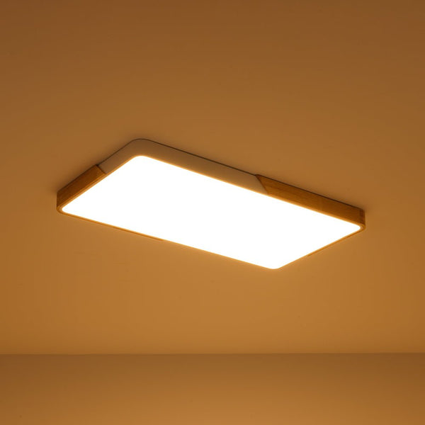 Chandelierias - Nordic - style Wood Trim Dimmable Rectangular Led Flush Mount - Flush Mount - White - 