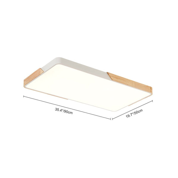 Chandelierias - Nordic - style Wood Trim Dimmable Rectangular Led Flush Mount - Flush Mount - White - 