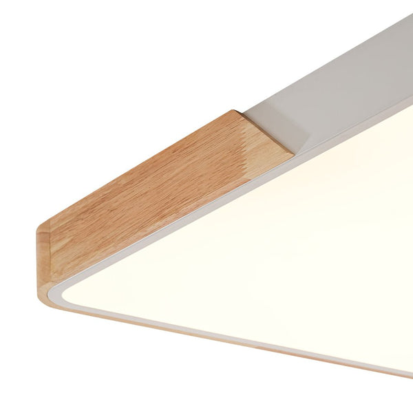 Chandelierias - Nordic - style Wood Trim Dimmable Rectangular Led Flush Mount - Flush Mount - White - 