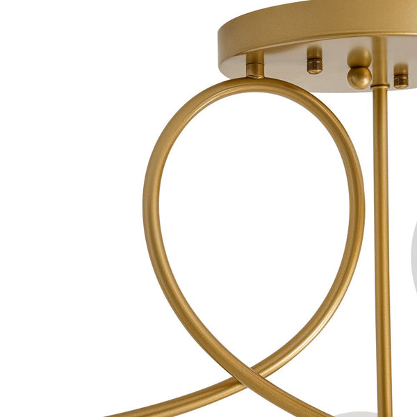 Chandelierias-Novel 6-Light Frosted Opaline Glass Branch Semi-flush Mount-Semi Flush-Brass-