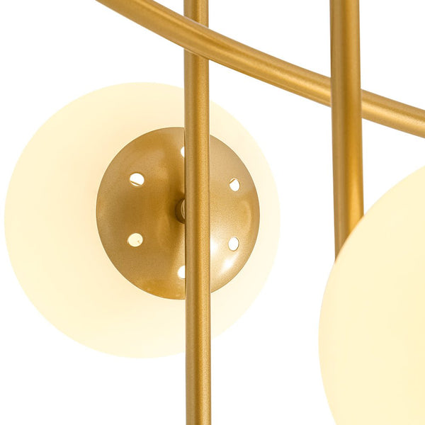 Chandelierias-Novel 6-Light Frosted Opaline Glass Branch Semi-flush Mount-Semi Flush-Brass-