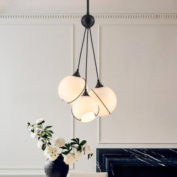 Chandelierias-Novel Ivory Hand Blown Glass Cluster Chandelier-Chandeliers-3 Bulbs-