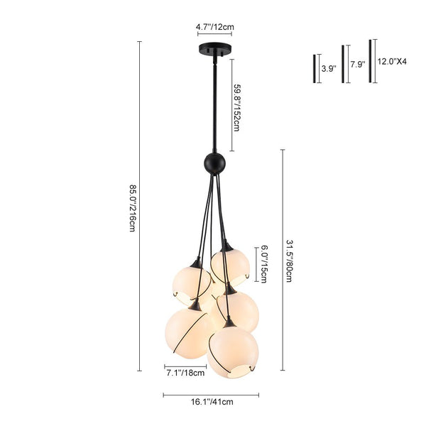 Chandelierias - Novel Ivory Hand Blown Glass Cluster Chandelier - Chandeliers - 6 Bulbs - 