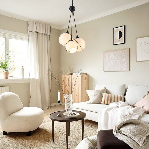 Chandelierias-Novel Ivory Hand Blown Glass Cluster Chandelier-Chandeliers-6 Bulbs-