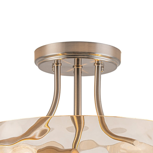 Chandelierias-Ombre 2-Light Hammer Glass Drum Semi-Flush Mount-Semi Flush-Nickel-
