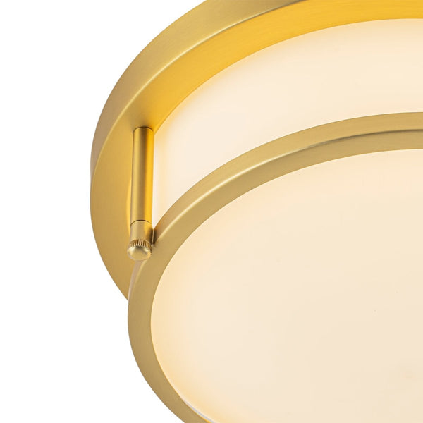 Chandelierias-Opaque Frosted Glass Dimmable LED Drum Framed Flush Mount-Flush Mount-Brass-