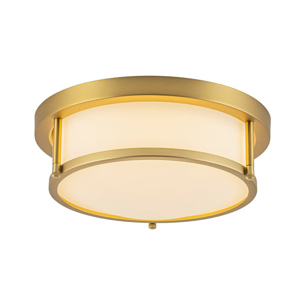 Chandelierias-Opaque Frosted Glass Dimmable LED Drum Framed Flush Mount-Flush Mount-Brass-