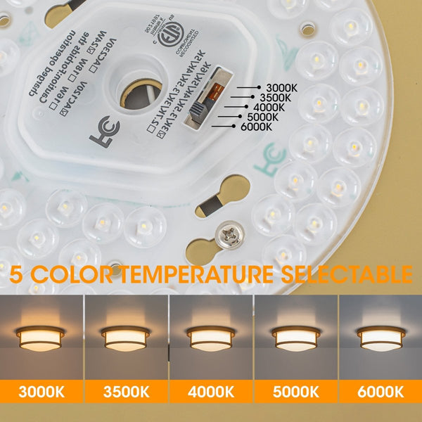 Chandelierias-Opaque Frosted Glass Dimmable LED Drum Framed Flush Mount-Flush Mount-Brass-