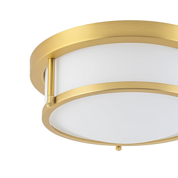Chandelierias-Opaque Frosted Glass Dimmable LED Drum Framed Flush Mount-Flush Mount-Brass-