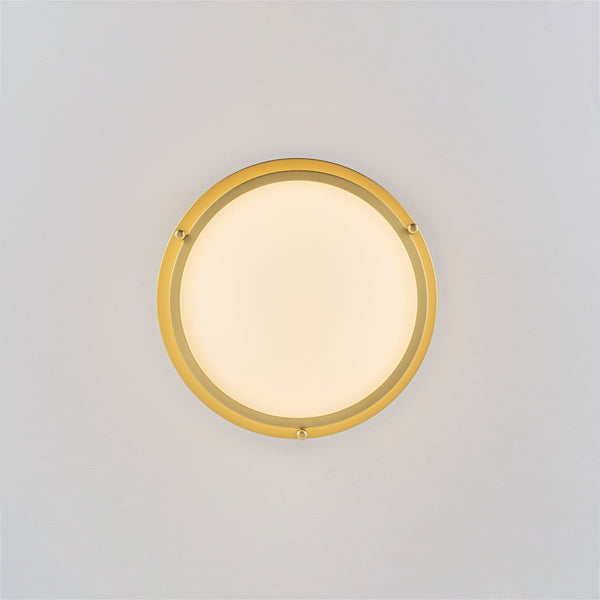 Chandelierias-Opaque Frosted Glass Dimmable LED Drum Framed Flush Mount-Flush Mount-Brass-