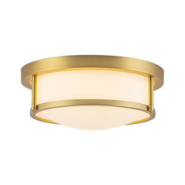 Chandelierias-Opaque Frosted Glass Dimmable LED Drum Framed Flush Mount-Flush Mount-Brass-
