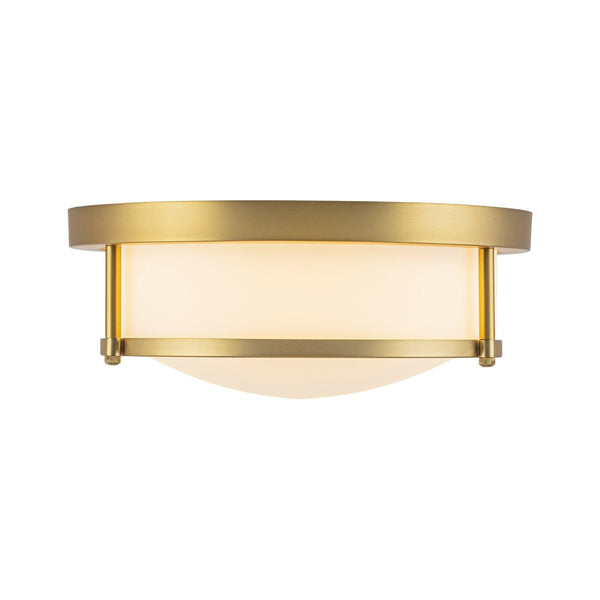 Chandelierias-Opaque Frosted Glass Dimmable LED Drum Framed Flush Mount-Flush Mount-Brass-