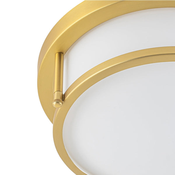 Chandelierias-Opaque Frosted Glass Dimmable LED Drum Framed Flush Mount-Flush Mount-Brass-