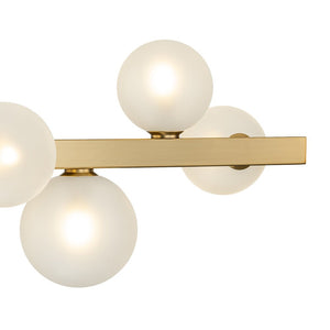 Chandelierias-Open Box - 12-Light Dining Frosted Glass Globes Linear Chandelier-Chandeliers-Brass-