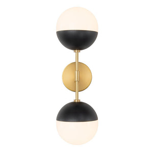 Chandelierias - Open Box - Mid - century 2 - Light Opal Glass Globe Linear Wall Sconce - Wall Light - Nickel - 2 Bulbs