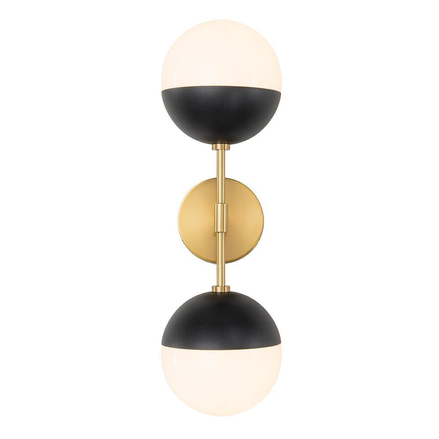 Chandelierias - Open Box - Mid - century 2 - Light Opal Glass Globe Linear Wall Sconce - Wall Light - Nickel - 2 Bulbs