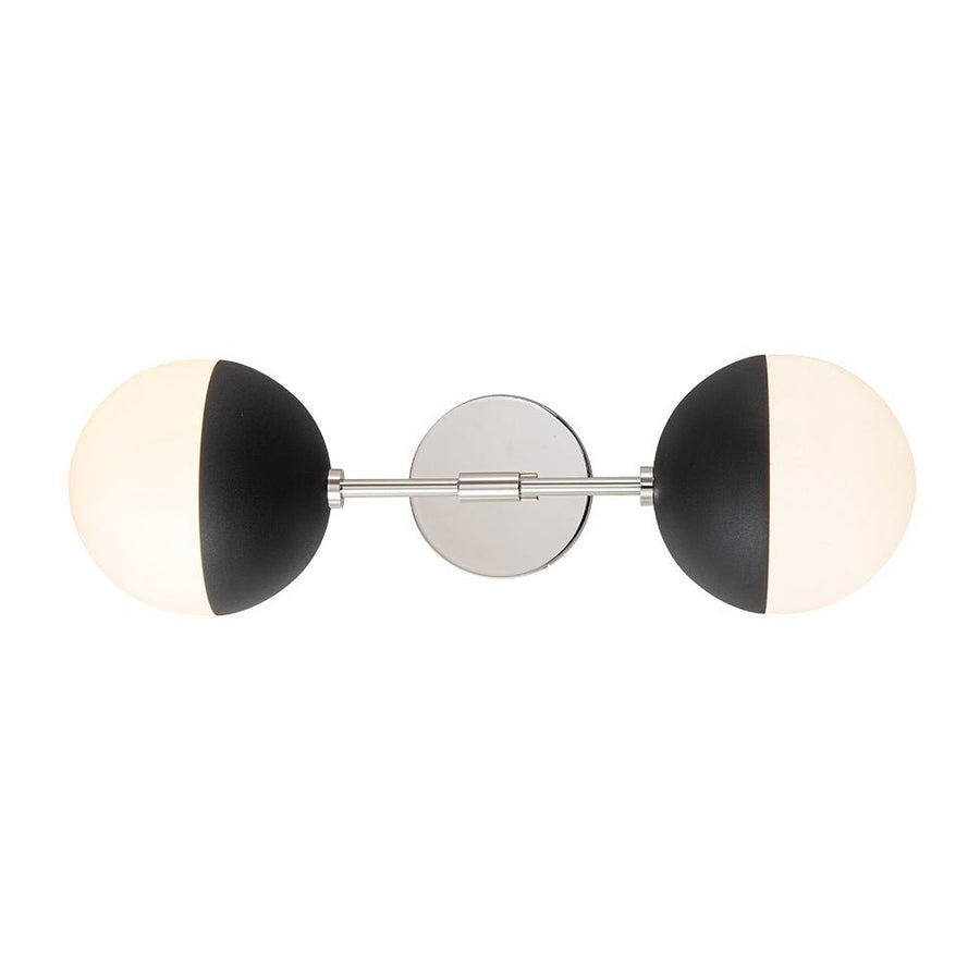 Chandelierias - Open Box - Mid - century 2 - Light Opal Glass Globe Linear Wall Sconce - Wall Light - Nickel - 2 Bulbs