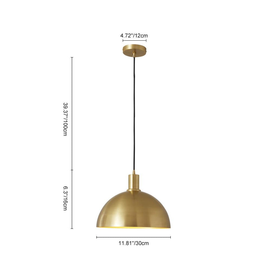 Chandelierias - Open Box - Mid - Century Dome Brass Pendant Light - Pendant - 