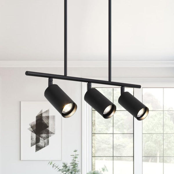 Chandelierias-Open Box - Mid-Century Modern Linear Track Light-Pendant-Black-3 Bulbs