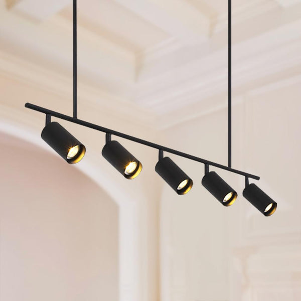 Chandelierias-Open Box - Mid-Century Modern Linear Track Light-Pendant-Black-5 Bulbs