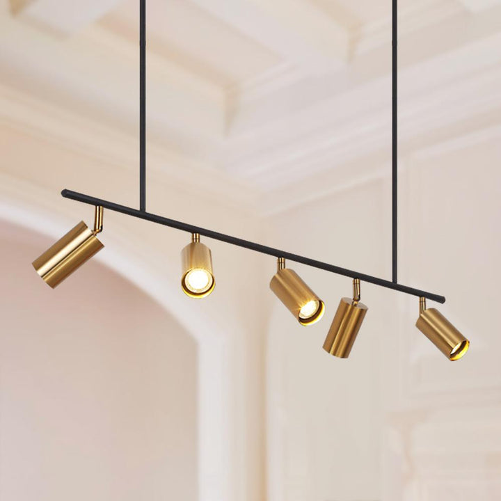 Chandelierias-Open Box - Mid-Century Modern Linear Track Light-Pendant-Gold-5 Bulbs