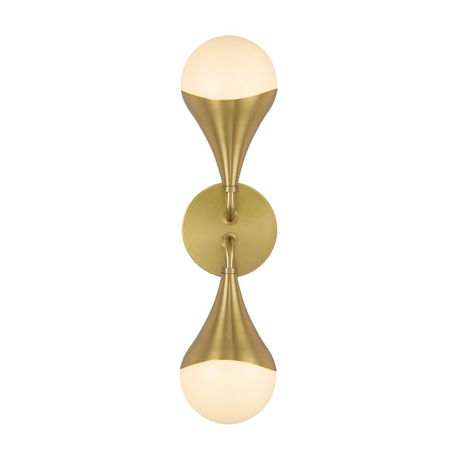 Chandelierias-Open Box - Modern 2-Light Teardrop Brass Bathroom Vanity Light-Wall Light-Brass-