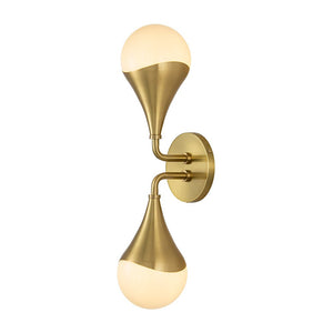 Chandelierias-Open Box - Modern 2-Light Teardrop Brass Bathroom Vanity Light-Wall Light-Brass-