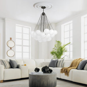 Chandelierias - OPen Box - Modern 3 - Light Cluster Glass Globe Frosted Bubble Chandelier - Chandelier - 37 Bubbles - Black