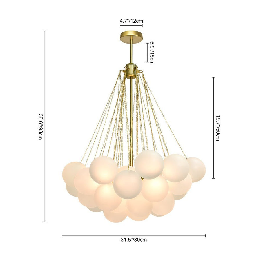 Chandelierias - OPen Box - Modern 3 - Light Cluster Glass Globe Frosted Bubble Chandelier - Chandelier - 37 Bubbles - Black