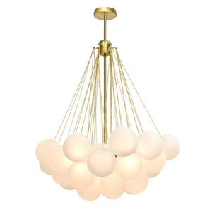 Chandelierias - OPen Box - Modern 3 - Light Cluster Glass Globe Frosted Bubble Chandelier - Chandelier - 37 Bubbles - Black