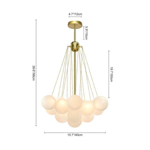 Chandelierias - OPen Box - Modern 3 - Light Cluster Glass Globe Frosted Bubble Chandelier - Chandelier - 37 Bubbles - Black