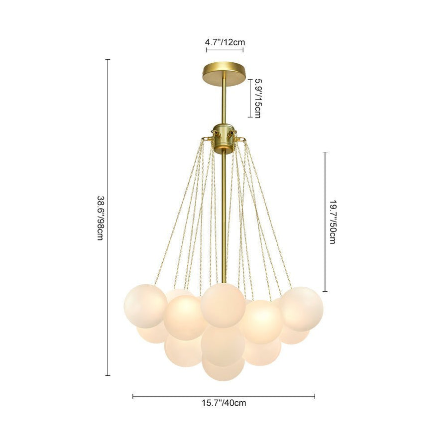 Chandelierias - OPen Box - Modern 3 - Light Cluster Glass Globe Frosted Bubble Chandelier - Chandelier - 37 Bubbles - Black