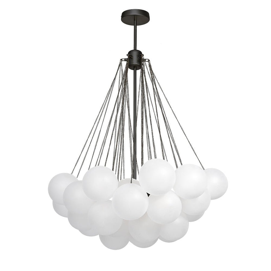 Chandelierias - OPen Box - Modern 3 - Light Cluster Glass Globe Frosted Bubble Chandelier - Chandelier - 37 Bubbles - Black