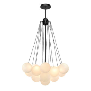 Chandelierias - OPen Box - Modern 3 - Light Cluster Glass Globe Frosted Bubble Chandelier - Chandelier - 37 Bubbles - Black