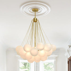 Chandelierias - OPen Box - Modern 3 - Light Cluster Glass Globe Frosted Bubble Chandelier - Chandelier - 37 Bubbles - Gold