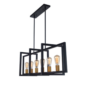 Chandelierias - Open Box - Modern 6 - Light Kitchen Island Rectangle Chandelier - Pendant - 