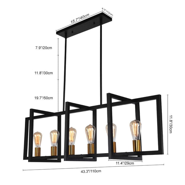 Chandelierias - Open Box - Modern 6 - Light Kitchen Island Rectangle Chandelier - Pendant - 