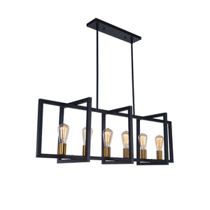 Chandelierias - Open Box - Modern 6 - Light Kitchen Island Rectangle Chandelier - Pendant - 