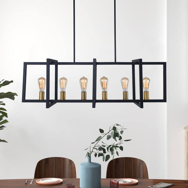 Chandelierias - Open Box - Modern 6 - Light Kitchen Island Rectangle Chandelier - Pendant - 