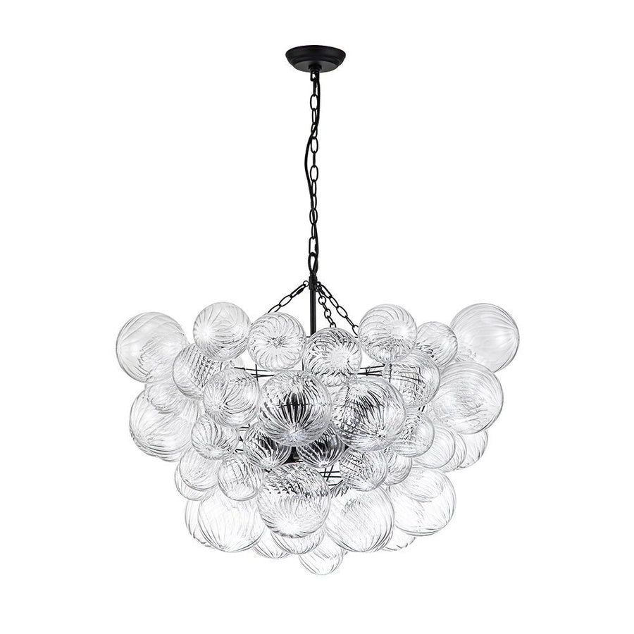 Chandelierias-Open Box - Modern Decorative Swirled Glass Cluster Bubble Chandelier-Chandelier-8 Bulbs-Black