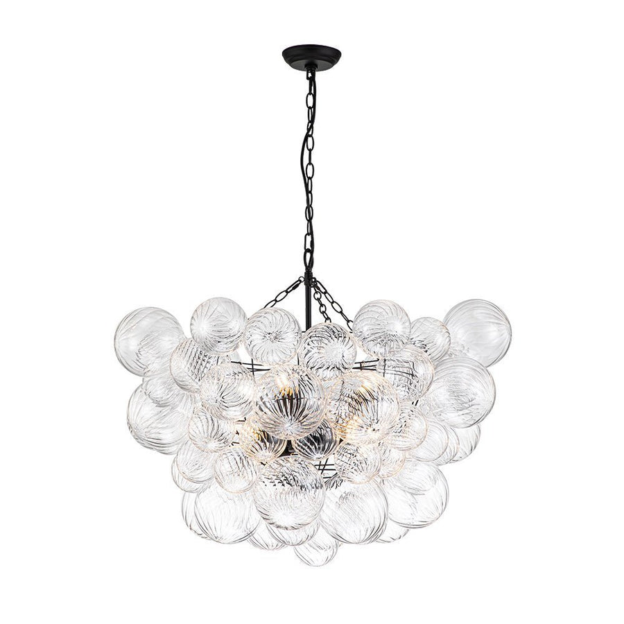 Chandelierias-Open Box - Modern Decorative Swirled Glass Cluster Bubble Chandelier-Chandelier-8 Bulbs-Black