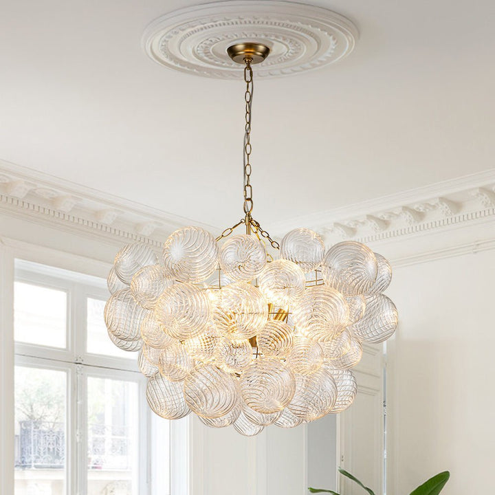 Chandelierias-Open Box - Modern Decorative Swirled Glass Cluster Bubble Chandelier-Chandelier-8 Bulbs-Brass
