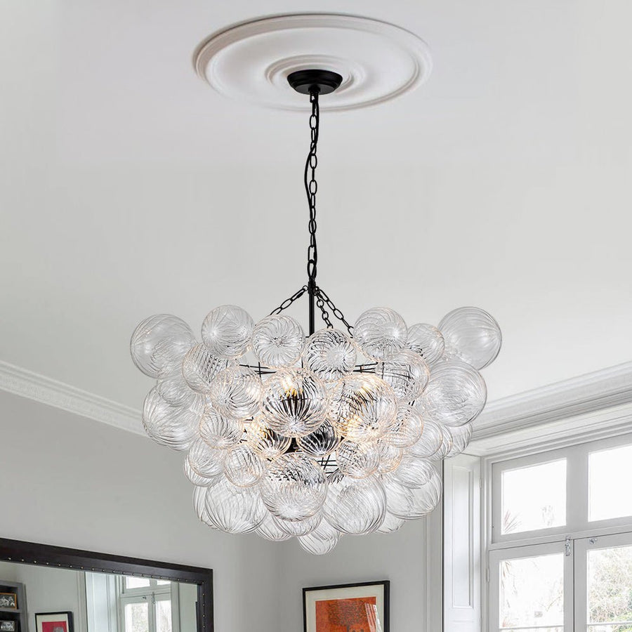 Chandelierias-Open Box - Modern Decorative Swirled Glass Cluster Bubble Chandelier-Chandelier-8 Bulbs-Nickel