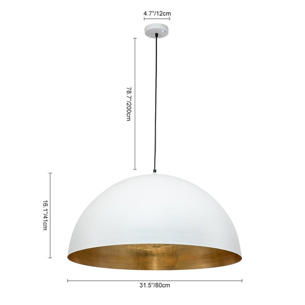 Chandelierias - Open Box - Modern Hanging Oversized Dome Pendant - Pendant - 31 in. - White