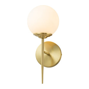 Chandelierias-Open Box - Modern Minimalist 1-Light Milky Glass Globe Wall Light-Wall Light-Brass-