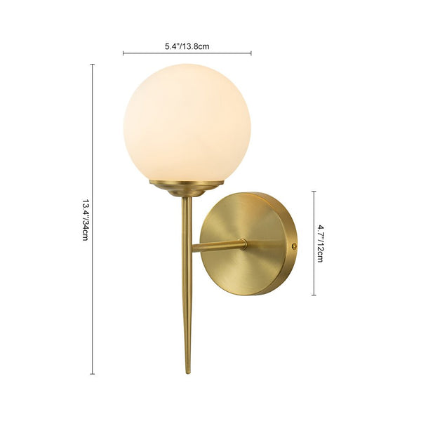 Chandelierias-Open Box - Modern Minimalist 1-Light Milky Glass Globe Wall Light-Wall Light-Brass-