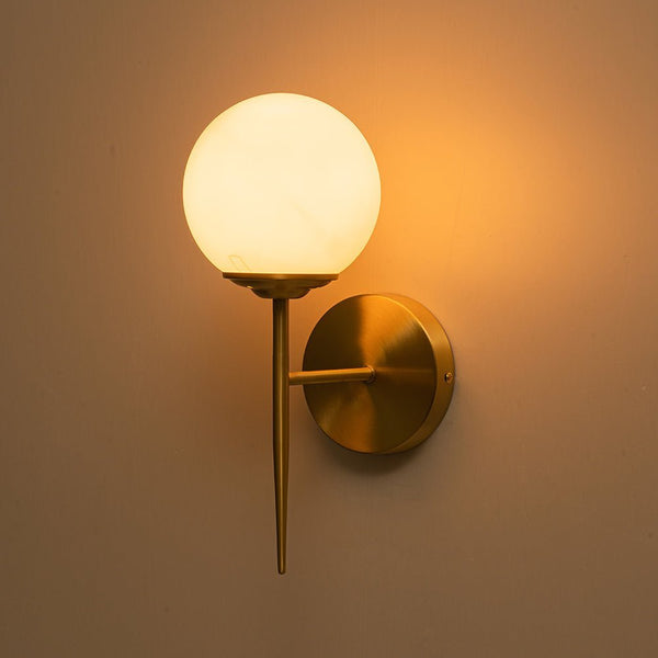 Chandelierias-Open Box - Modern Minimalist 1-Light Milky Glass Globe Wall Light-Wall Light-Brass-