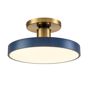 Chandelierias - Open Box - Modern Minimalist LED Drum Semi Flush Mount - Semi Flush - Navy Blue - 