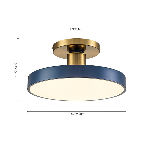 Chandelierias - Open Box - Modern Minimalist LED Drum Semi Flush Mount - Semi Flush - Navy Blue - 